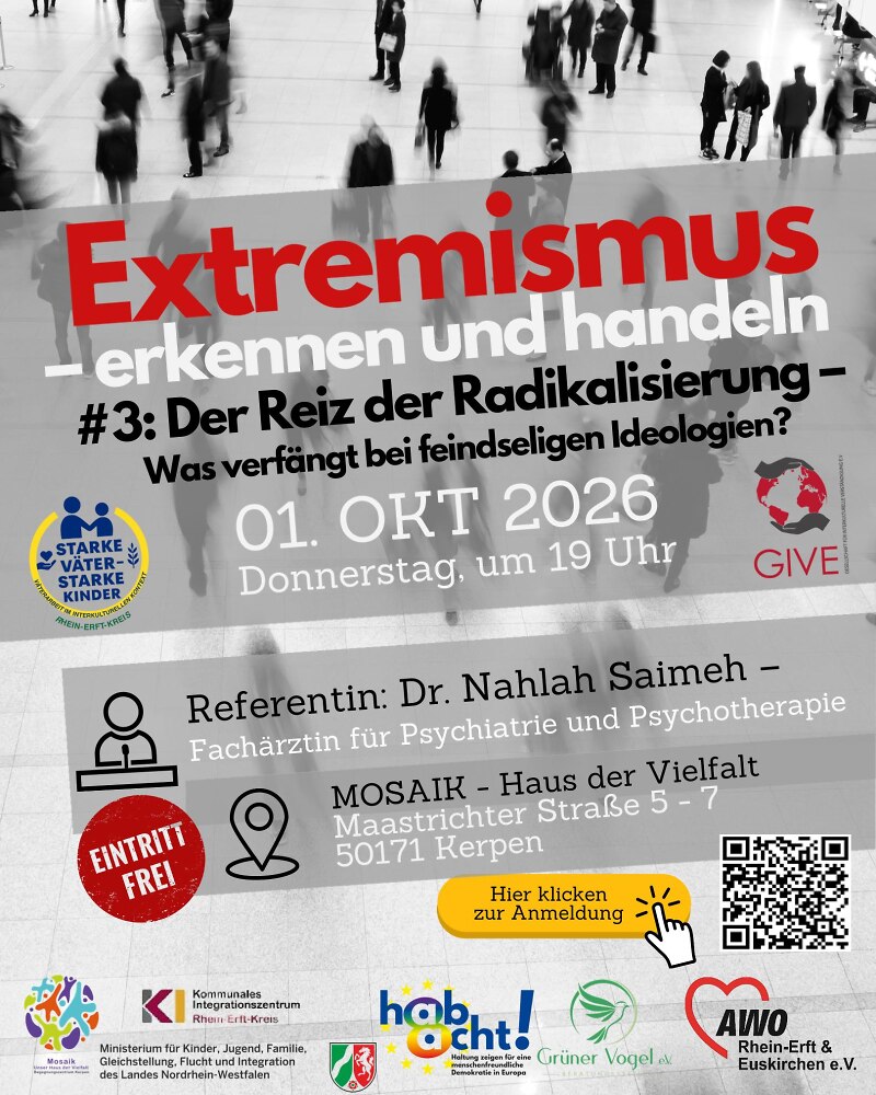 Extremismus – erkennen und handeln, 1. Oktober 2026, um 19 Uhr im gelben Café